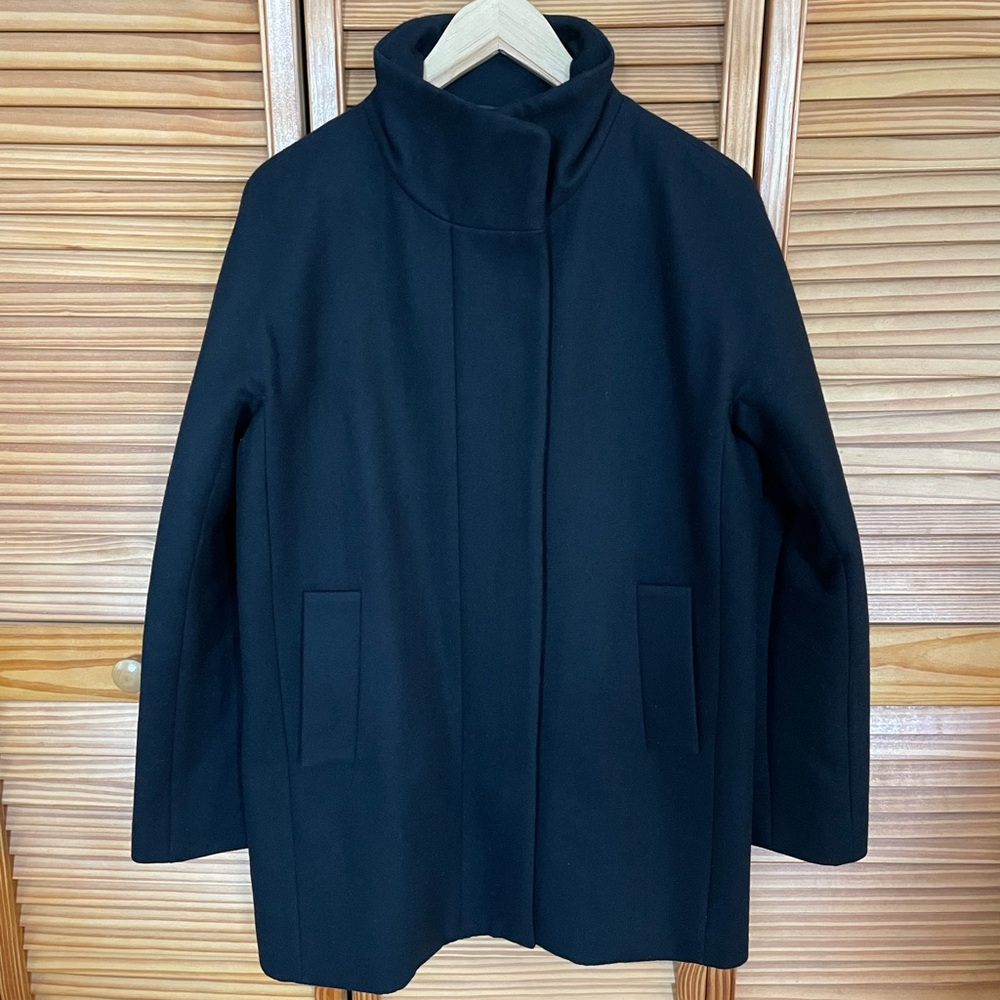 J Crew Wool Blend Black Women's Cocoon Coat Size 6